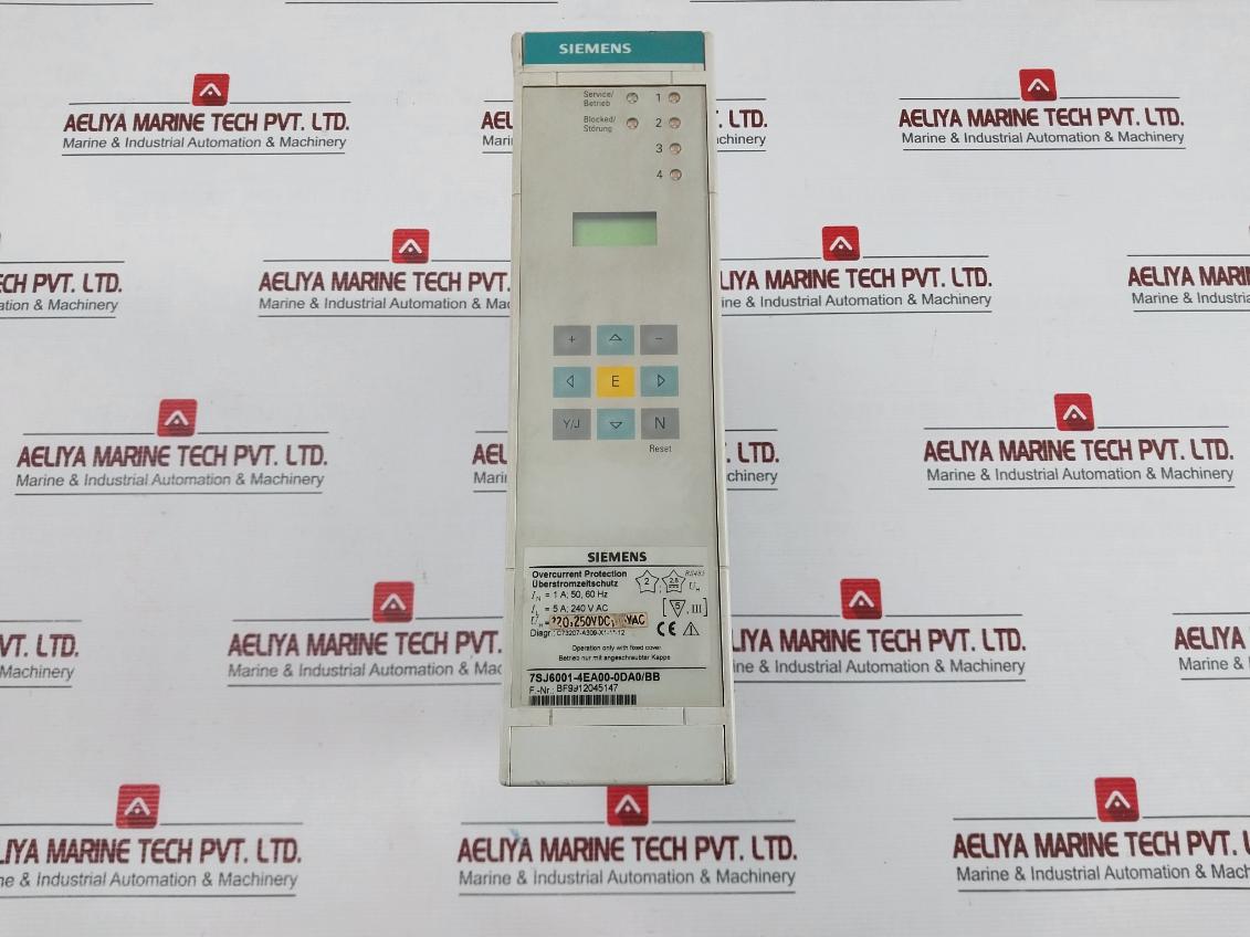 7Sj6001-4Ea00-0Da0/Bb Siemens Overcurrent Protection Relay 125V Dc