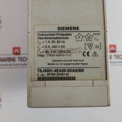 7Sj6001-4Ea00-0Da0/Bb Siemens Overcurrent Protection Relay 125V Dc