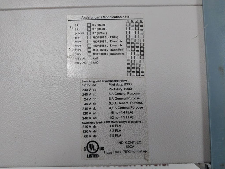 7Ve6110-5Eb92-0Da0/Dd Synchronizing Relay Paralleling Device Brand Siemens 115-230Vac
