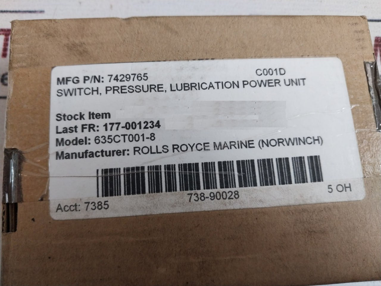 Trafag 9B0.2077 Pressure Switch 635CT001-8 0…6 bar 10A 250V IP65