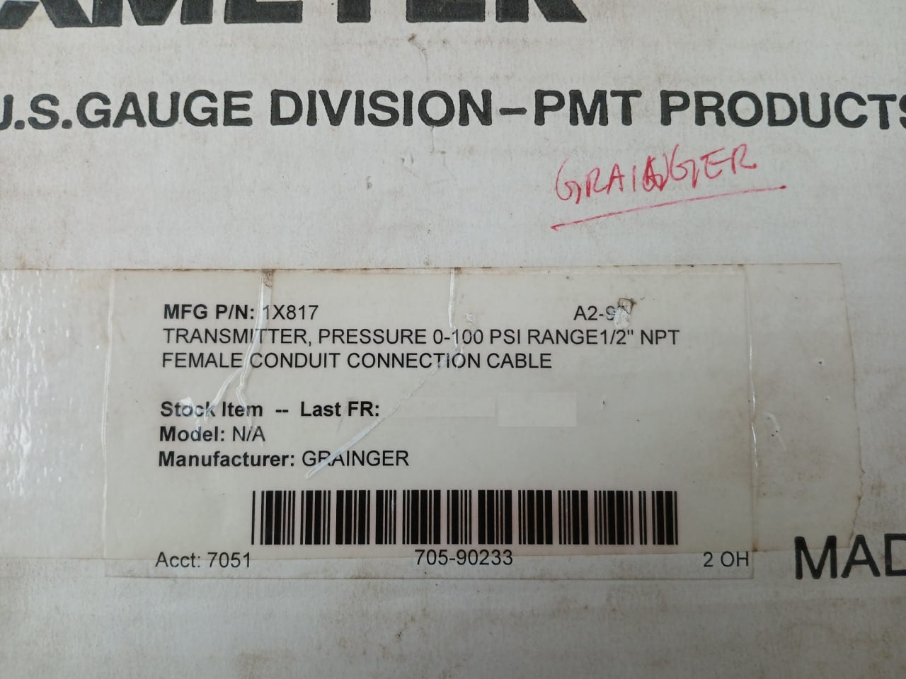 831Tg0100Bls Pressure Transmitter 0-100Psi Ametek