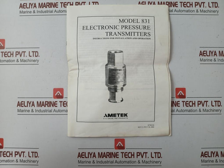 831Tg0100Bls Pressure Transmitter 0-100Psi Ametek