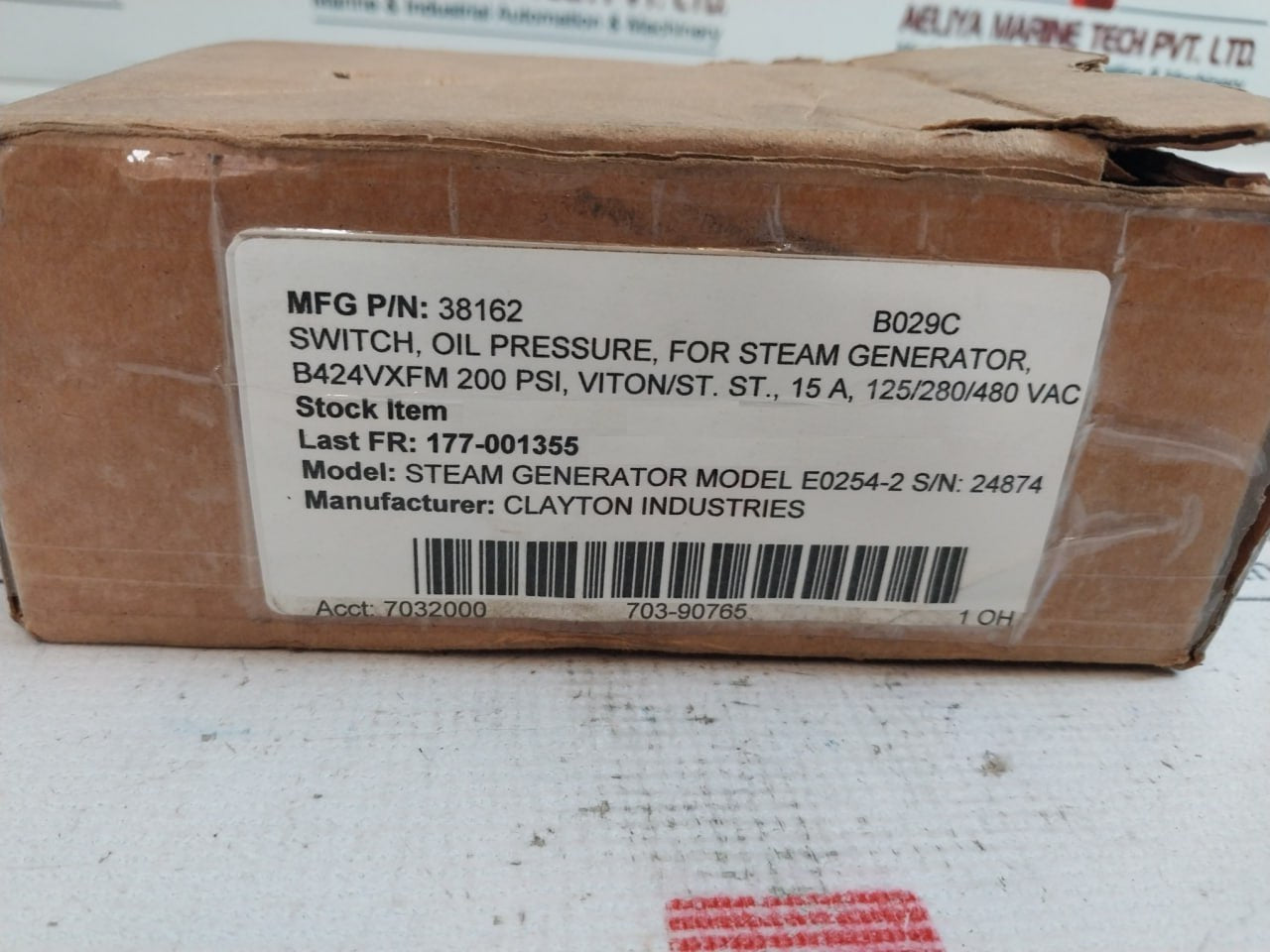 Ashcroft B424v Xfm Pressure Control Switch 200psi 15a 125/250/480vac