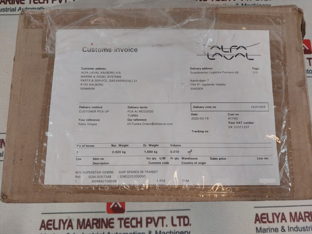 Alfa Laval 93al140 Temperature Controller Ag9682100025