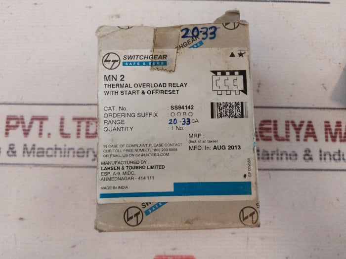 Larsen & Toubro MN2 Thermal Overload Relay 2a 660V 50Hz