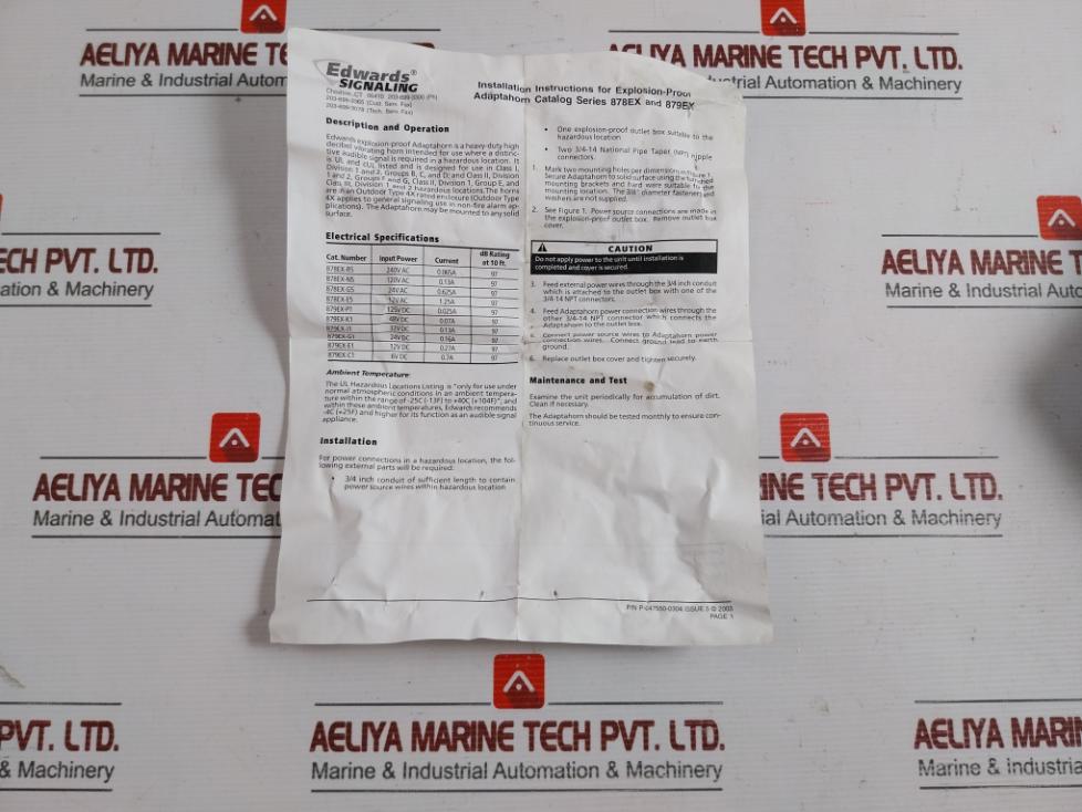 878Ex-n5 Audible Signalling Devices 50/60Hz Edwards Signaling