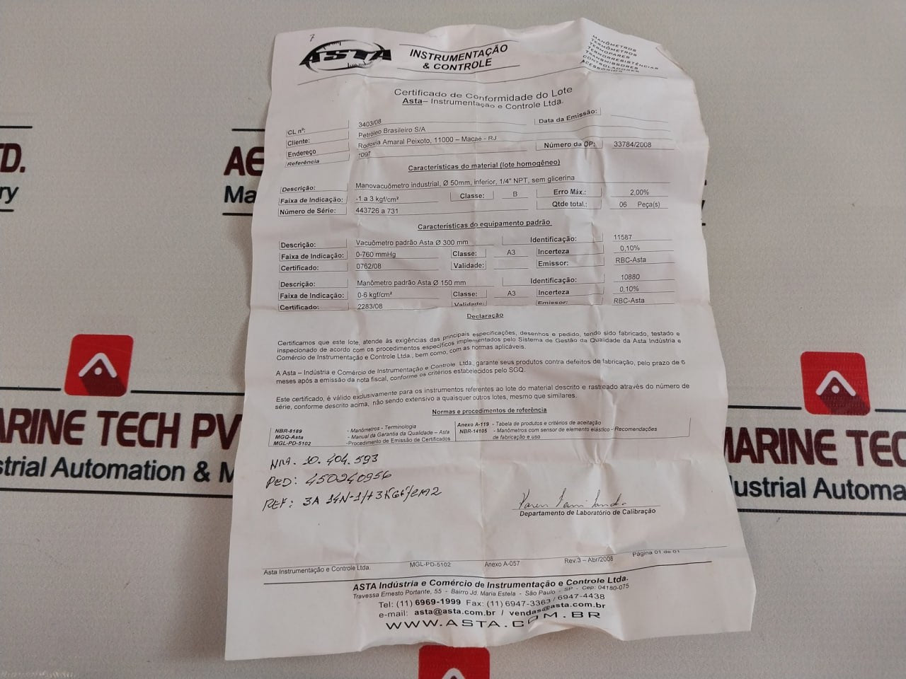 Asta -1 To 3 Kgf/Cm2 Pressure Gauge