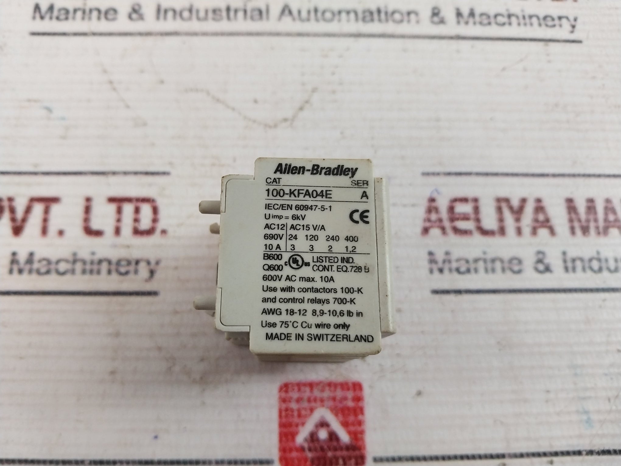 Allen-bradley 100-kfa04E Auxiliary Contact Block 10A 600Vac Ser: A