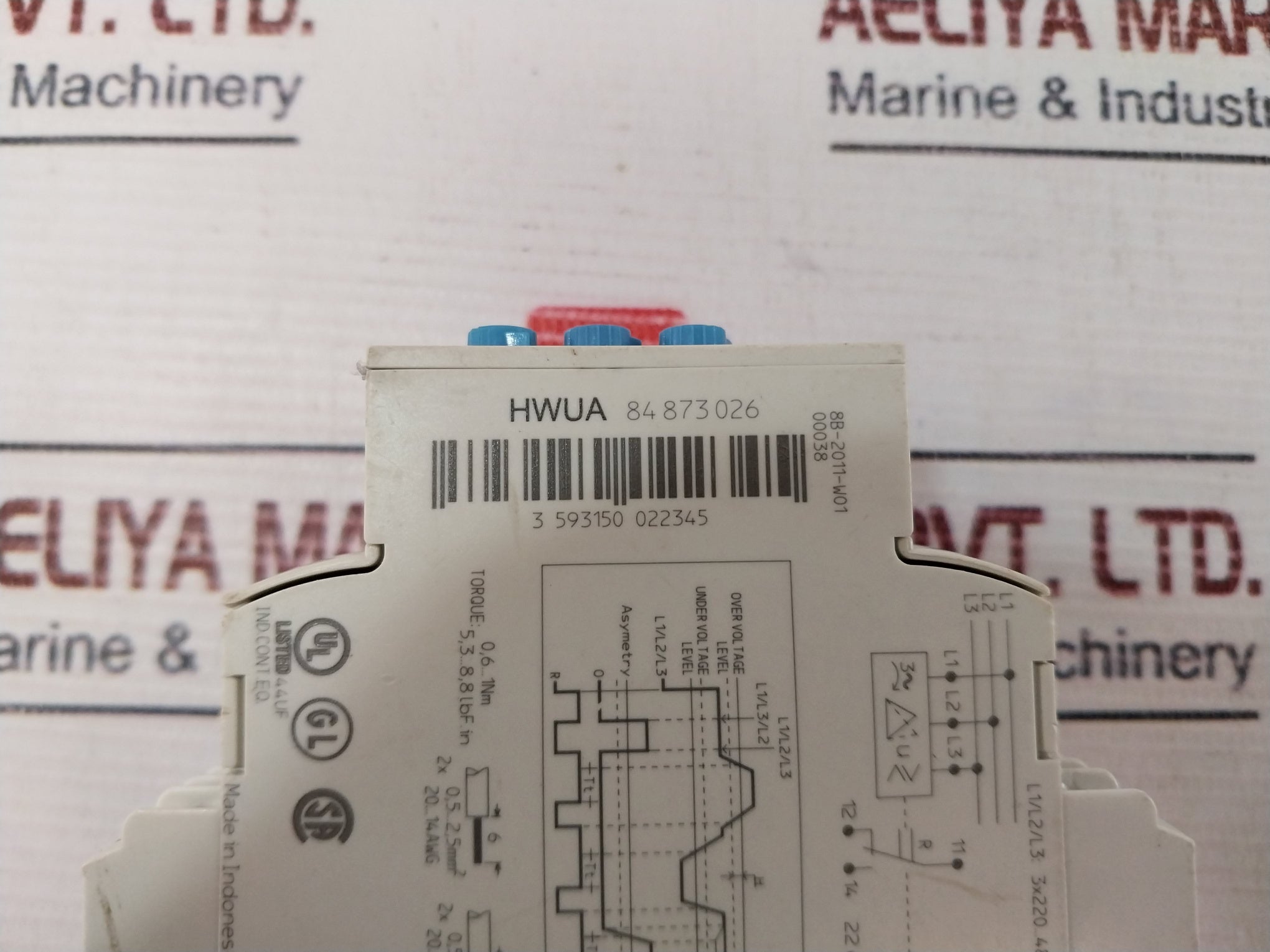 Crouzet 8487302 Voltage Monitoring Relay 3-Phase 480V AC 50/60hz