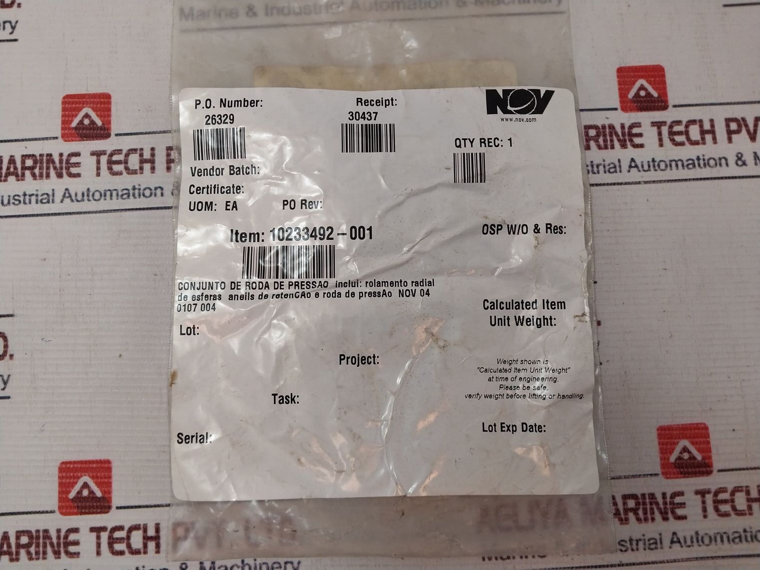 National Oilwell 04.0107.004 Pressure Wheel 10233492-001