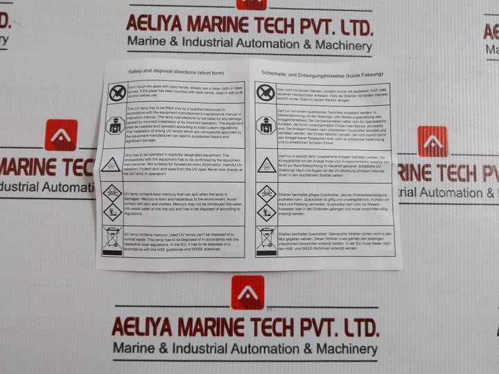 900952180 Alfa Laval Uv Lamp Spare Set 6 Kw