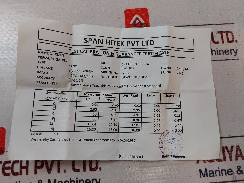 Span Bcpm Pgs Pressure Gauge 0-16 Bar 0-230 Psi