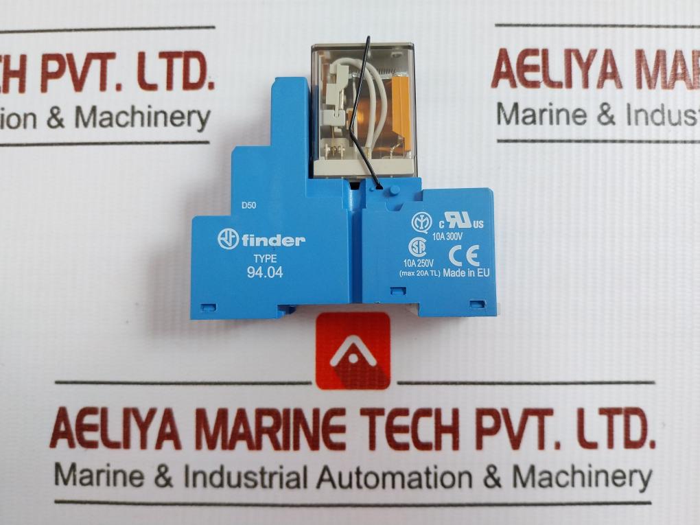 94.04 55.34.8.230.0040 Finder 230V Ac 10A Ass Interface Relay With Socket Module
