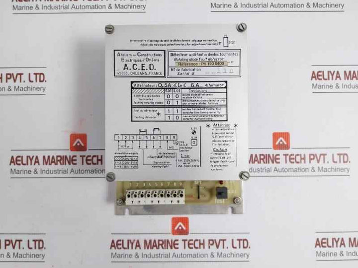 A.C.E.O 4A 250V 50/60Hz Rotating Diode Fault Detector P5 190 0400