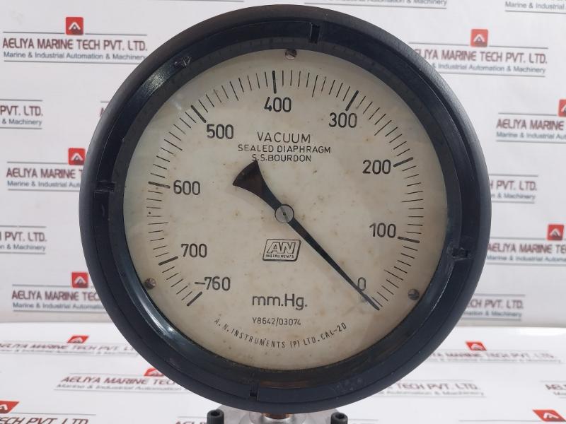 A. N. Instruments Cal-20 Pressure Gauge -760 To 0 Mm.Hg.