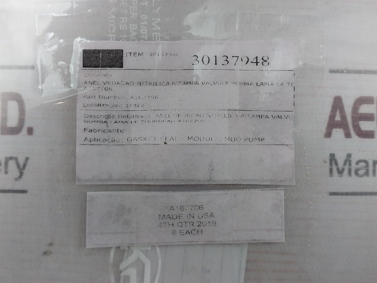 A167706 Gasket Seal Nitrile Sealing Ring For Le Tourneau Mud Pump Valve Cover