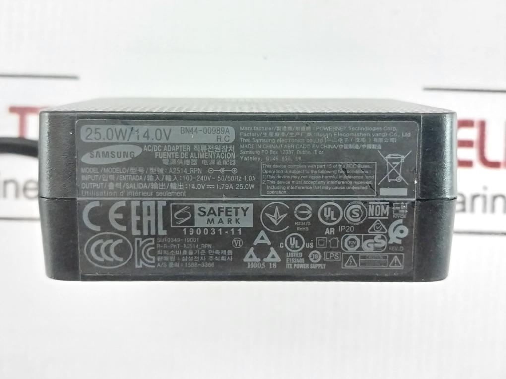 A2514_Rpn Bn44-00989A Samsung 100–240 Vac 50/60 Hz Power Adapter