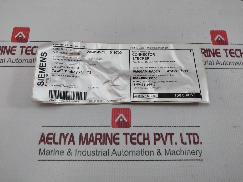 A2A00778014 Connector Stecker Siemens 1-09435-26413