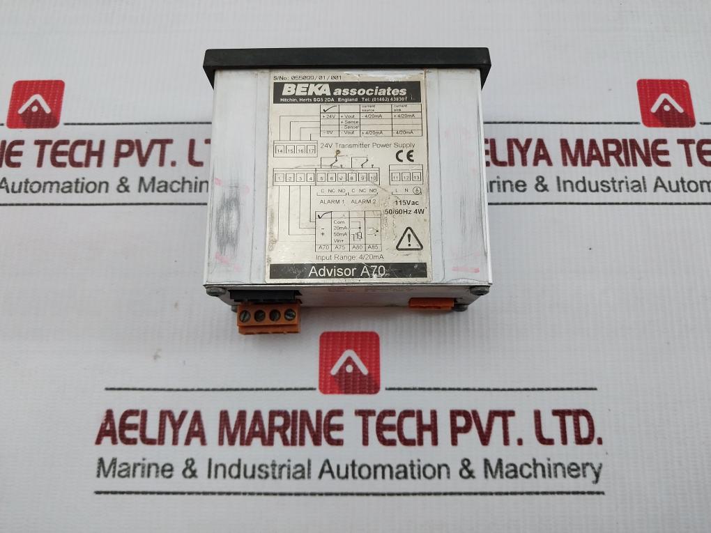 A70-115-txr Process Input Panel Meter Beka Associates 115Vac 50/60Hz