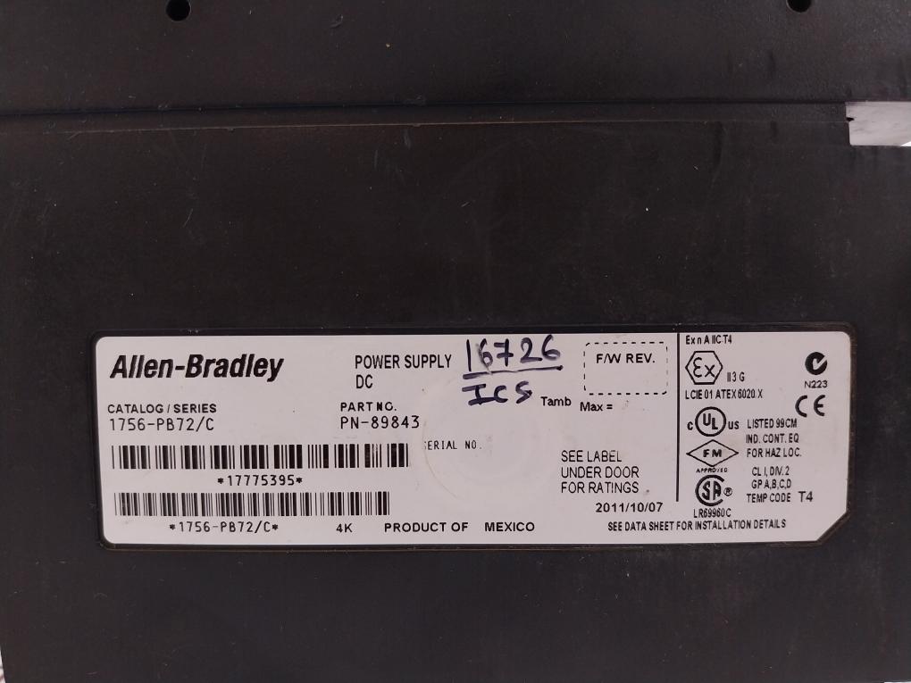 ALLEN-BRADLEY 1756-PB72 Dc Input Power Supply 89843