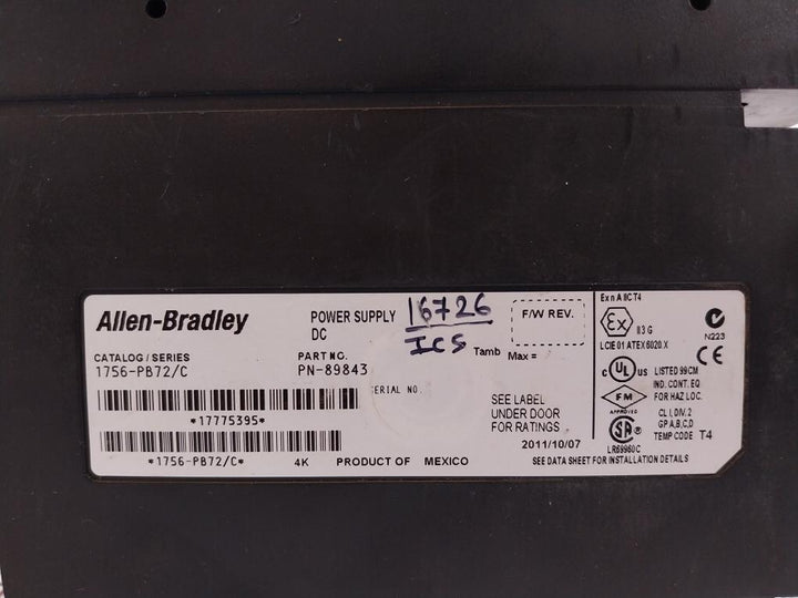 ALLEN-BRADLEY 1756-PB72 Dc Input Power Supply 89843
