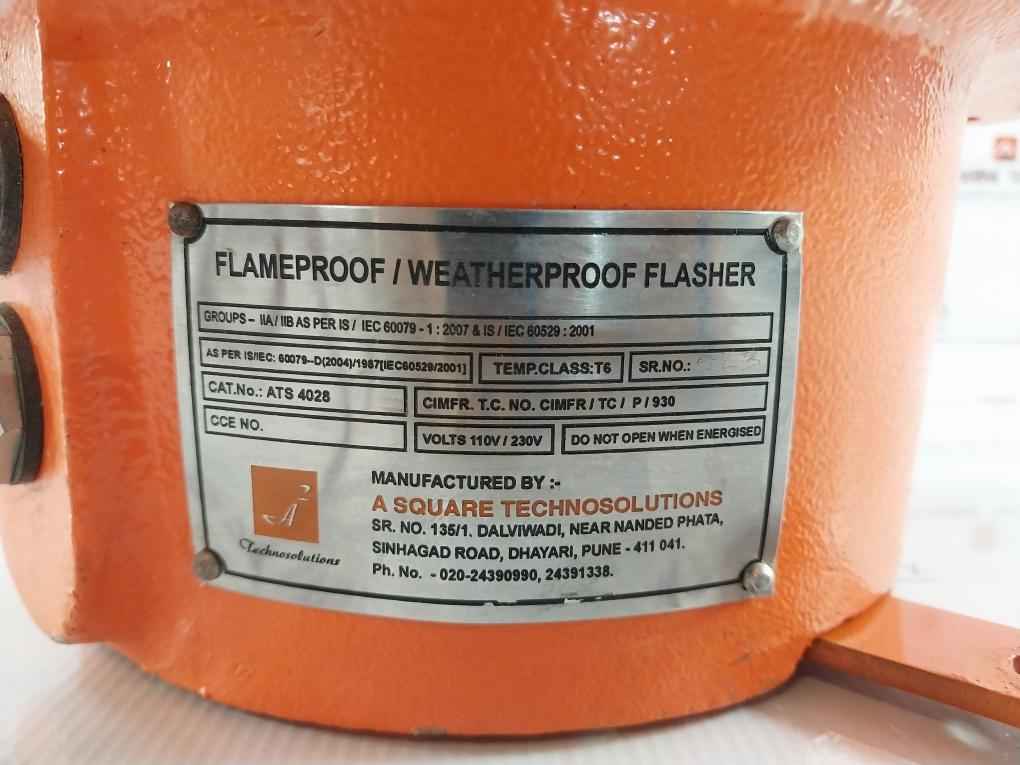 A Square Ats 4028 Flameproof Flasher 110V/230V
