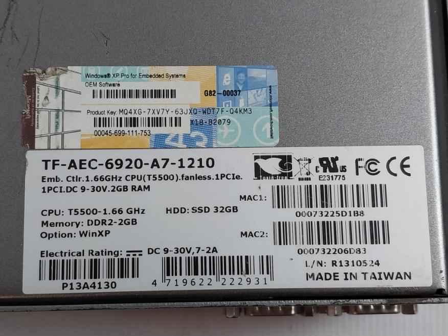 Aaeon Tf-aec-6920-a7-1210 Fanless Expandable Embedded Pc 1Pci.Dc 9-30V.2Gb Ram