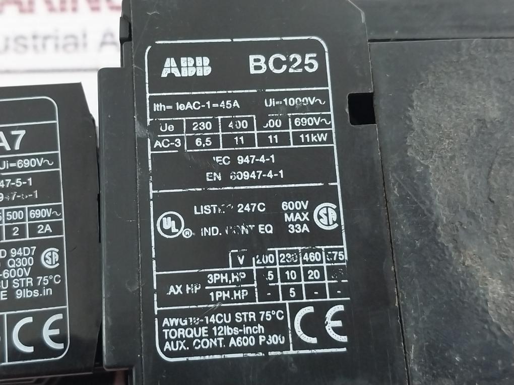 Ab126758B Ca7-31M Auxiliary Contact Block With Bc25 Contactor