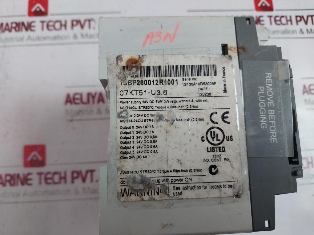 Abb 07kt51-u3.6 Unit Advant Control 1sbp260012r1001 24vdc 5ma