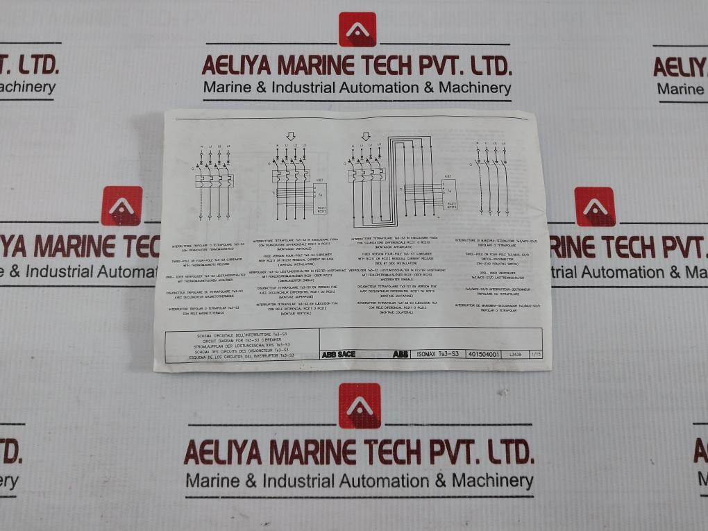 1Sda004458R1 Molded Case Circuit Breaker Abb 3A 400Vac