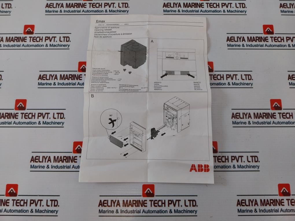 Abb 1Sda038286R1 Shunt Opening Release Supply Voltage 24V