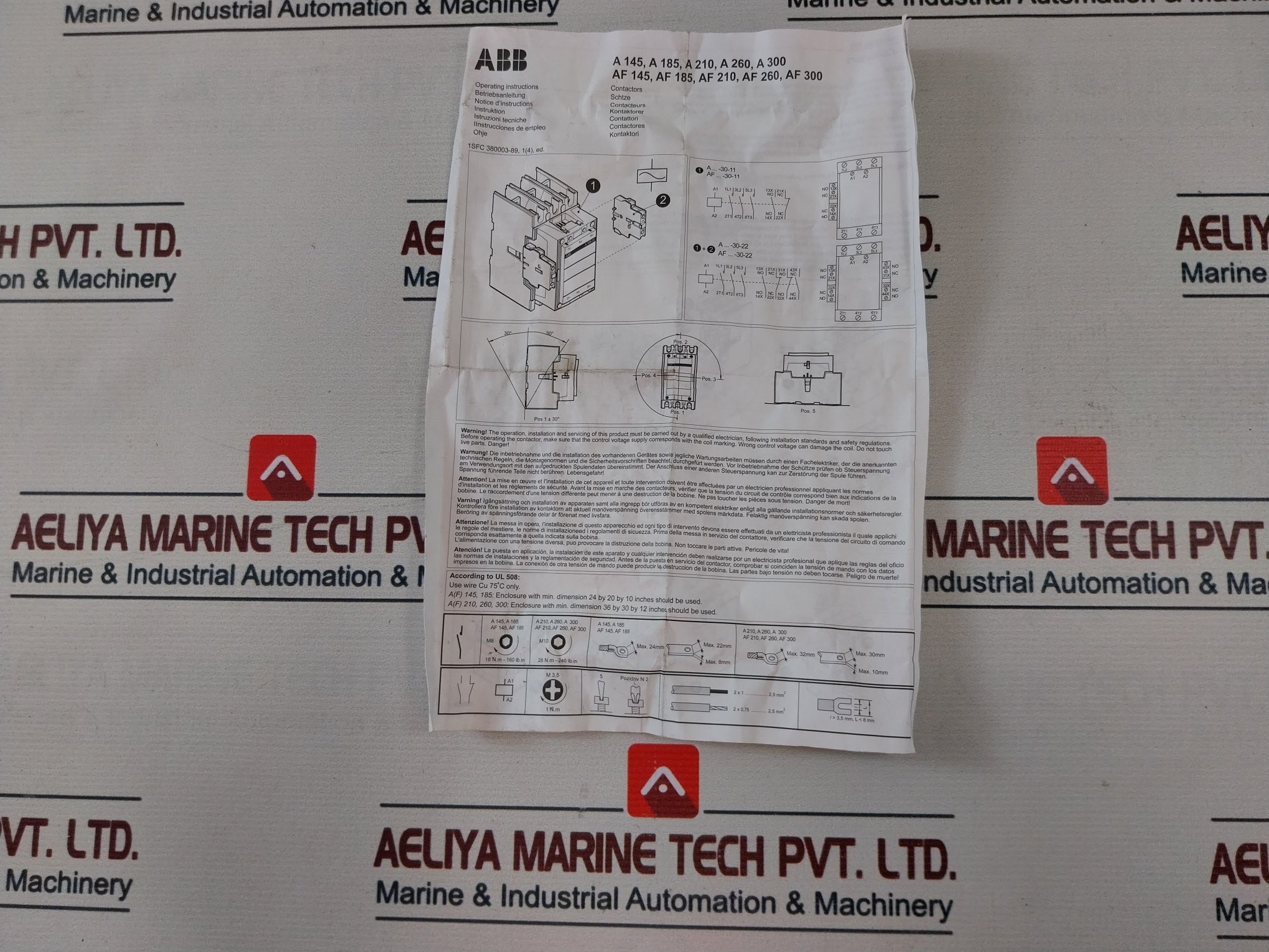 Abb 1Sfc 380003-89 Contactor Hardware Set 75Â°C