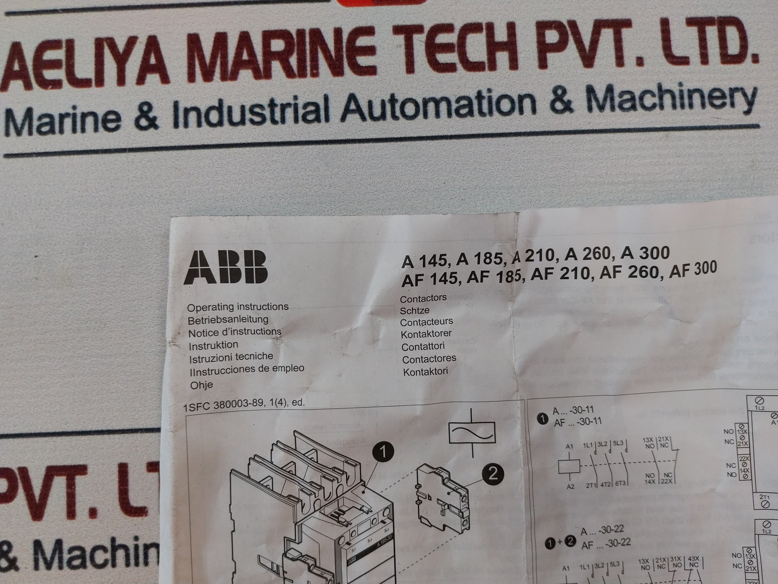 Abb 1Sfc 380003-89 Contactor Hardware Set 75Â°C
