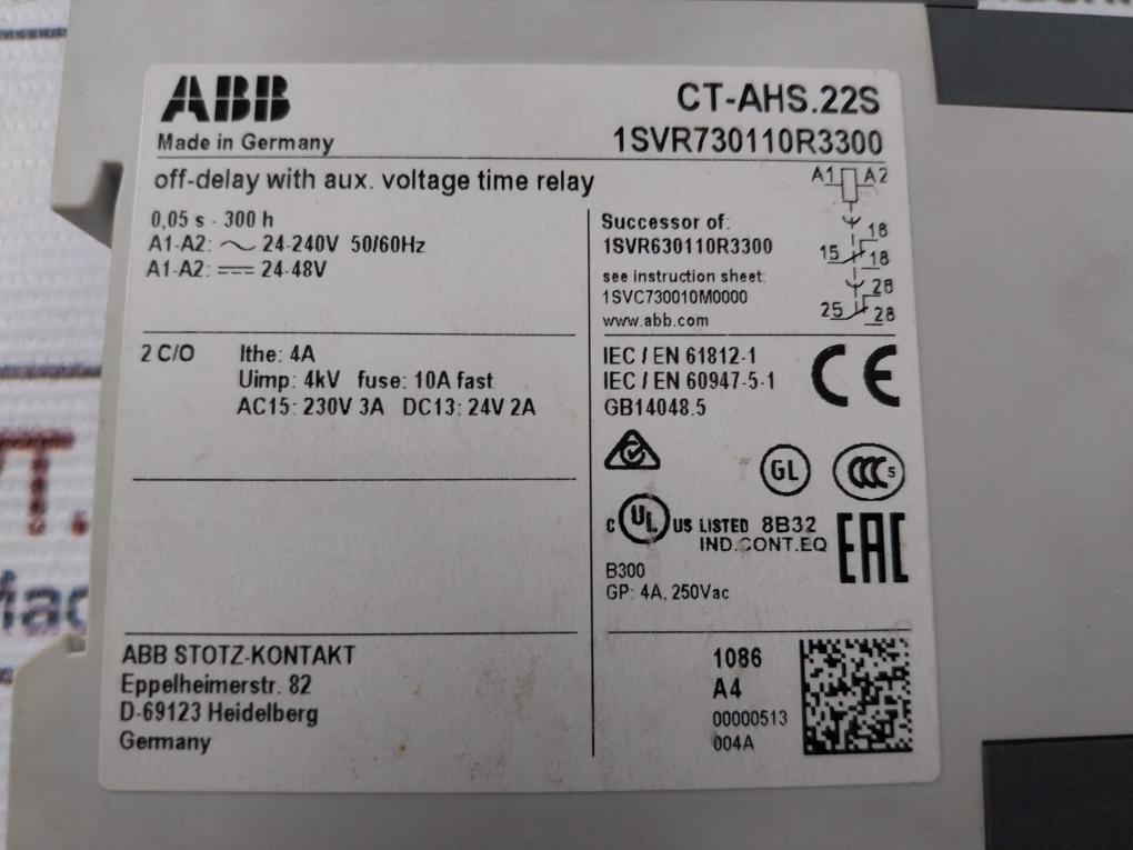 Abb 1Svr730110R3300 Time Relay 3A 24-240V 50/60Hz