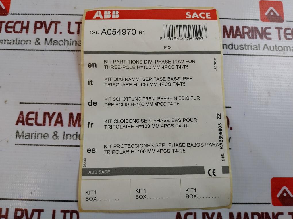 Abb 1Sda054970R1 Kit For Low Phase Partitions Three Pole T4-t5