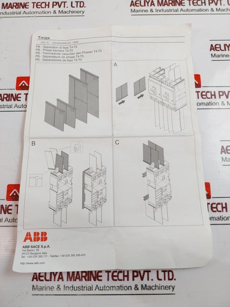 Abb 1Sda054970R1 Kit For Low Phase Partitions Three Pole T4-t5