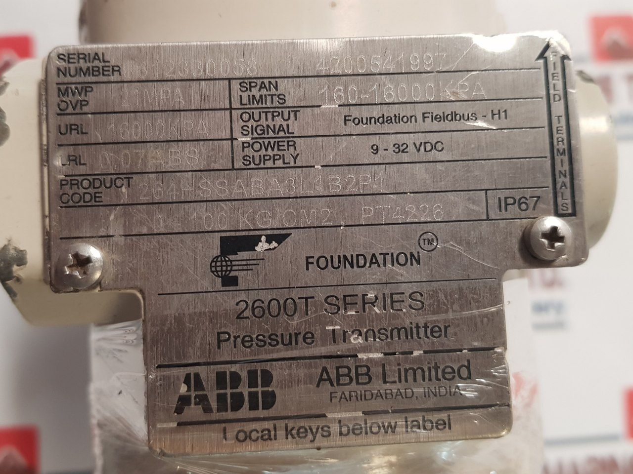 Abb 2600T Series Pressure Transmitter 9-32 Vdc 0-100 Kg/Cm2