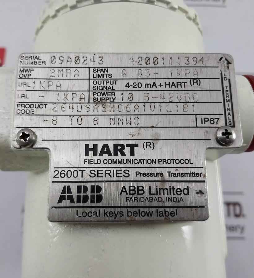 Abb 2600T Series Pressure Transmitter Housing Counter Flange Assy 20Bar Ip67