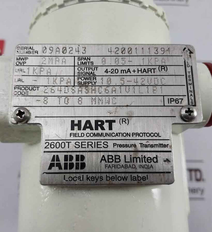 Abb 2600T Series Pressure Transmitter Housing Counter Flange Assy 20Bar Ip67