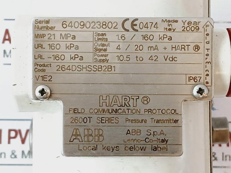 Abb 264dshssb2b1 Hart Pressure Transmitter 4/20ma Ip67, 210 Bar 2600 T Series