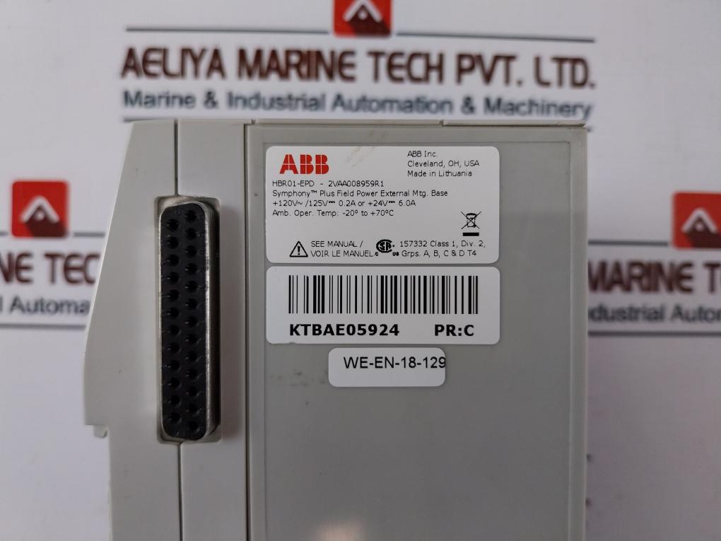 Abb 2vaa008959r1 Horizontal Redundant Module Base Hbr01-epd Rev C