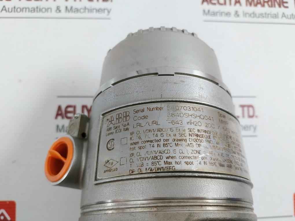 Abb 364Dshshq041 Pressure Transmitter Mwp 2900Psi 10.5-42Vdc 0Abk100708
