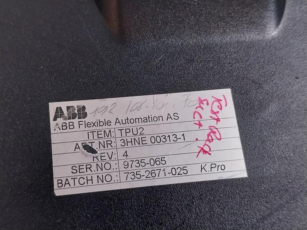 Abb 3Hne 00313-1 Robot Teach Pendant Tpu2