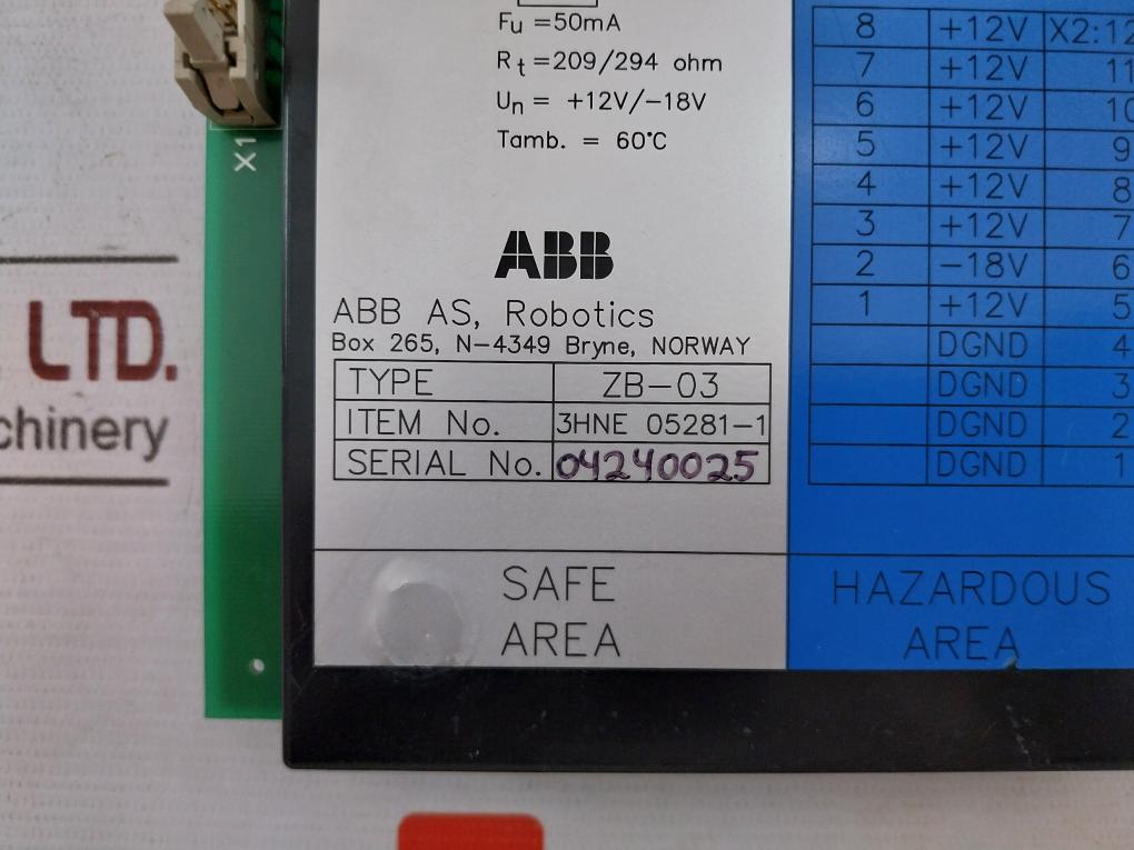 Abb 3Hne 05281-1 Zener Barrier 209/294 Ohm 250V 105/121Ma