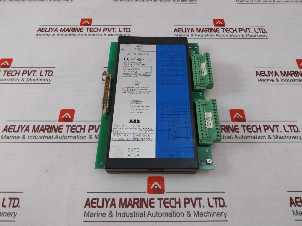Abb 3Hne 05281-1 Zener Barrier 209/294 Ohm 250V 105/121Ma