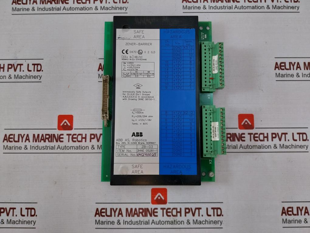 Abb 3Hne 05281-1 Zener Barrier 209/294 Ohm 250V 105/121Ma