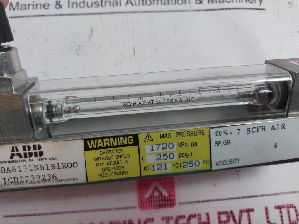 Abb 609B430U13 Flowmeter Vertical Mount Rotometer