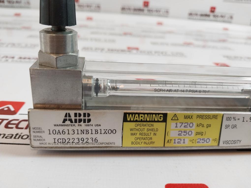 Abb 609b430u13 Flowmeter Vertical Mount Rotometer 03a.10a6131ss/vit 1/8” Inlet