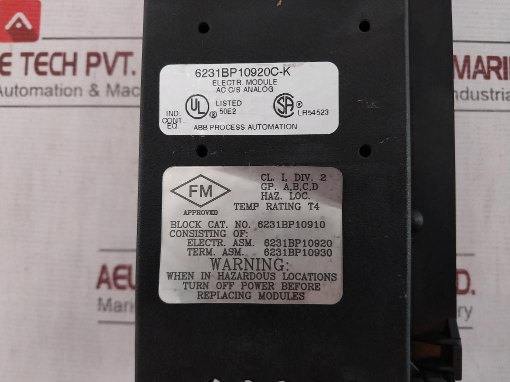 Abb 6231Bp10920C-k Analog I/O Electronic Module Mod 300 6231Bp10910 50Ma Pt