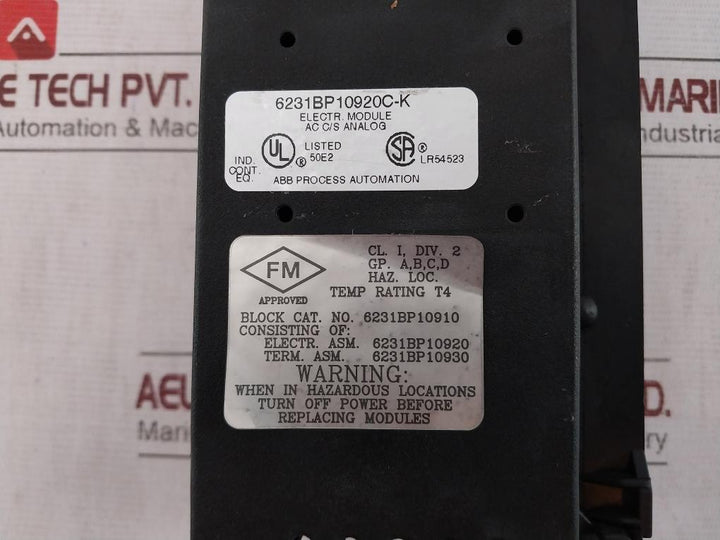 Abb 6231Bp10920C-k Analog I/O Electronic Module Mod 300 6231Bp10910 50Ma Pt
